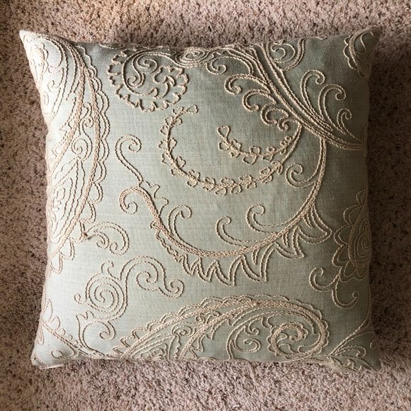 Mattuck Embroidered Throw Pillow Linen Suede - Picture 5 of 12